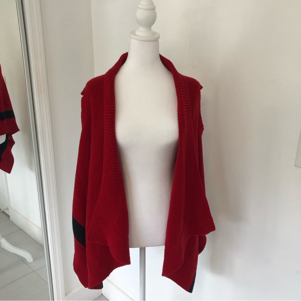 RALPH LAUREN Girl’s Red/Black Sleeveless Cardigan knit Sweater Sz L(12/14)